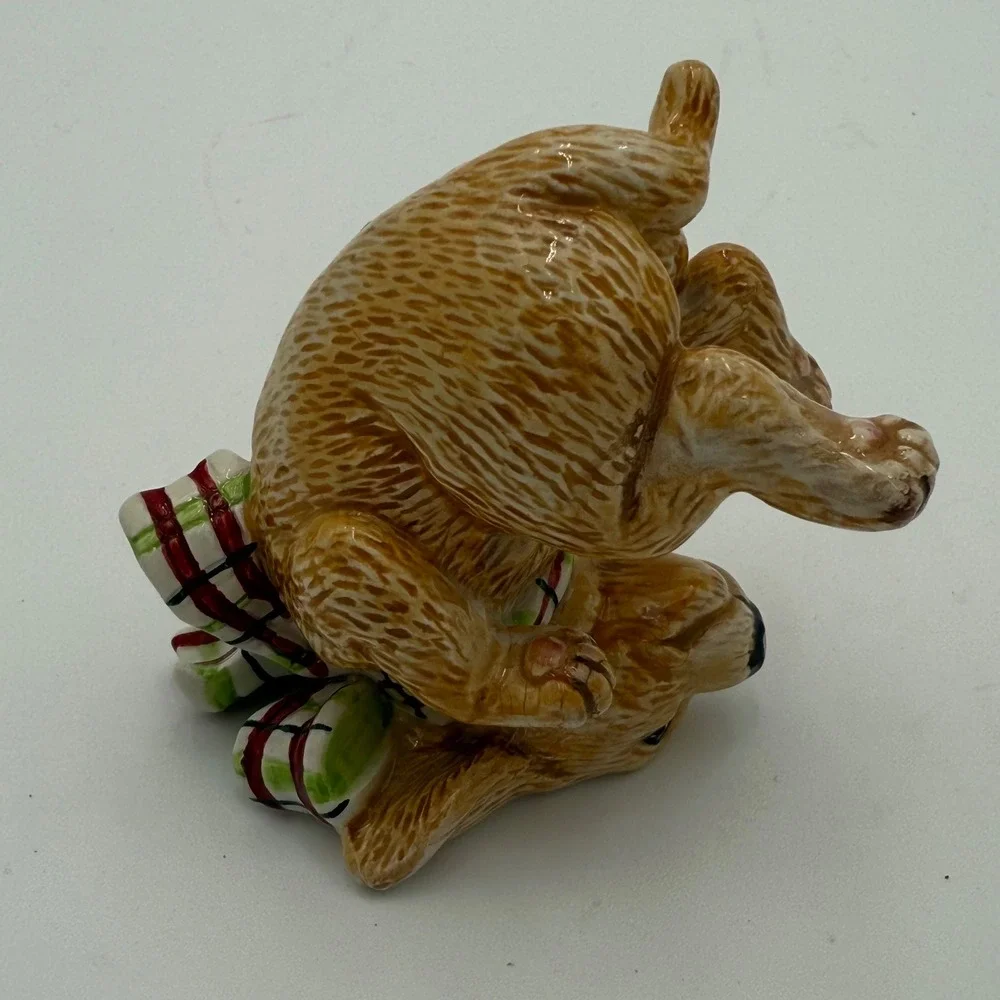 Fitz and Floyd Dear‎ Santa Puppy Dog Figurines Set of 3 Christmas Holiday Decor